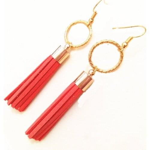 High Quality Gold Silver Suede Tassel Drop Earrings Long Copper Cap Pendant Circle Dangle Eardrop For Women Party Decoration