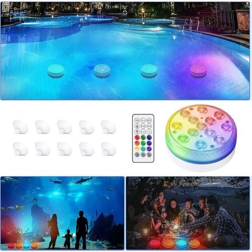 1/2pcs Pool Floating Light 13LED Waterproof Pool Lighting Underwater Colorful Night Light with Remote for Pond Fountain Aquarium