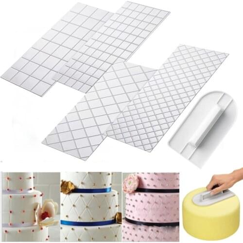 1Set/4PCS Sugarcraft Transparent Texture Mat Cake Border Decorating Tools Cake Mold Creative Dessert Plastic Molds