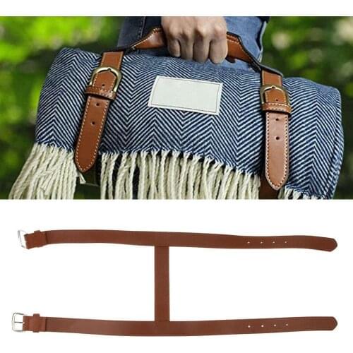 1 Pc Adjustable And Durable Portable Carpet Yoga Strap Hand Strap Travel Picnic Mat With Pu Leather Strap