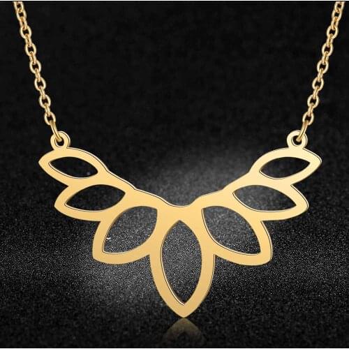 100% Real Stainless Steel Hollow Lotus Necklace Amazing Design Special Gift Fashion Pendant Necklaces Unique Jewelry Necklace