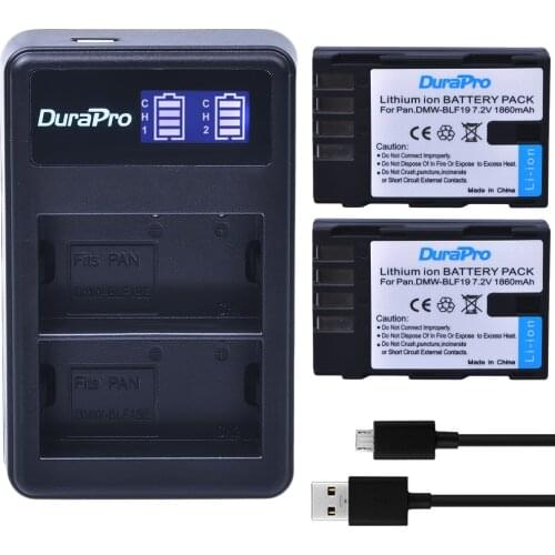 2pc DMW-BLF19 DMW BLF19 Rechargeable Li-ion Battery +LCD Dual USB Charger for Panasonic Lumix DMC-GH3 DMC GH3 GH4 DMC-GH4 Camera