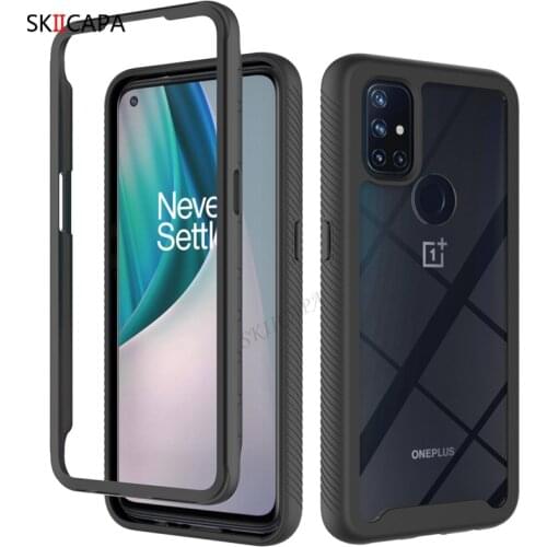 360 Hybrid Armor Transparent Phone Case For OnePlus Nord N10 5G N100 8T 8 Pro Nord 5G Case Soft PC + TPU Shockproof Back Cover