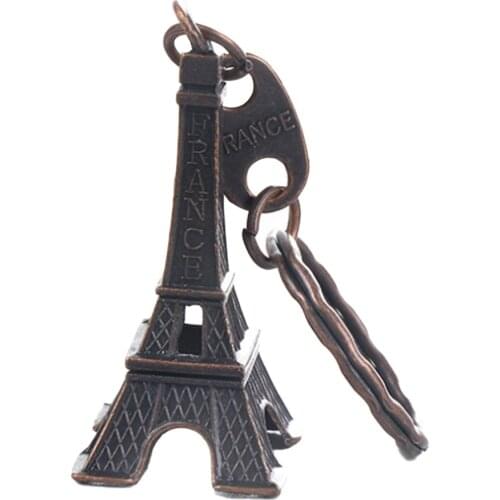 5 pcs/set 3D Creative Style Retro Mini Eiffel Tower Key Chain Antique Silver Bronze Color Keychain Pendant For Key Holder Gift