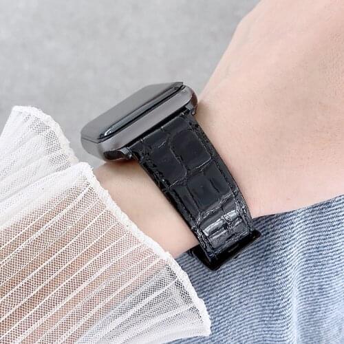 Real Leather Watch Band For Apple Watch 38mm 42mm 40mm 44mm Bracelet Accessories Glossy Wrist Strap For iWatch Series 6 se 5 4 3