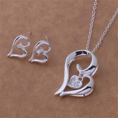 AS292 Hot Sale Silver Plated Color Jewelry Sets For Women Wholesale High Quality Classic Earring 444 + Necklace 165