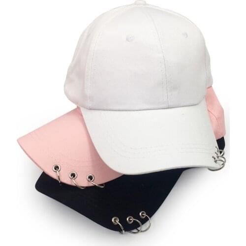 Baseball Cap with Rings Bboy Adjustable Casual Snapback Sport Hip-Hop Ball Hat Baseball Caps Unisex Hats Black Pink White