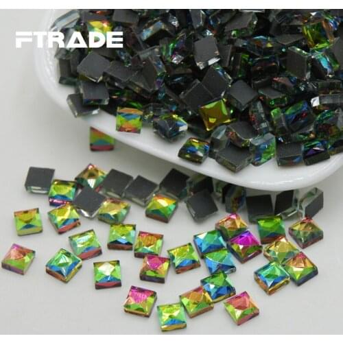 More Shiny Machine Cut 110pcs/lot 6x6mm Rainbow Square FlatBack Hotfix DIY iron Rhinestones For Bride Dresses