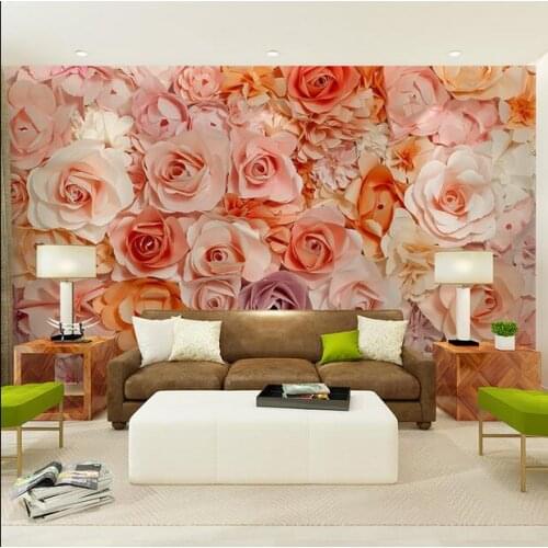 Large Rose Flower Papel Murals 3d Murals Wallpaper for Background Living Room 3d Wall Photo Mural 3d Wall Mural Wall paper Decor