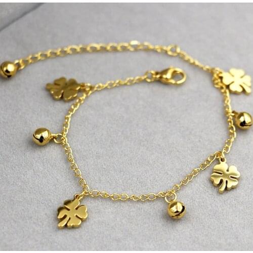 New Arrival Flowers And Bell Anklets For Women Titanium Steel Gold Rose Gold Colors Women Jewelry Anklets Wholesale