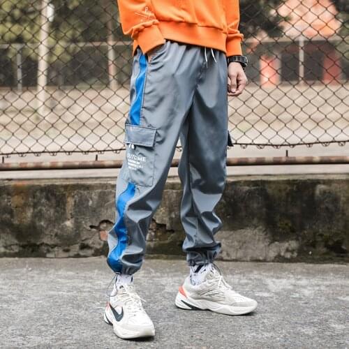 Color Block Cargo Harem Joggers Track Men Pants Hip Hop Casual Baggy Sweatpants Streetwear Fashion Hipster Pants Trousers