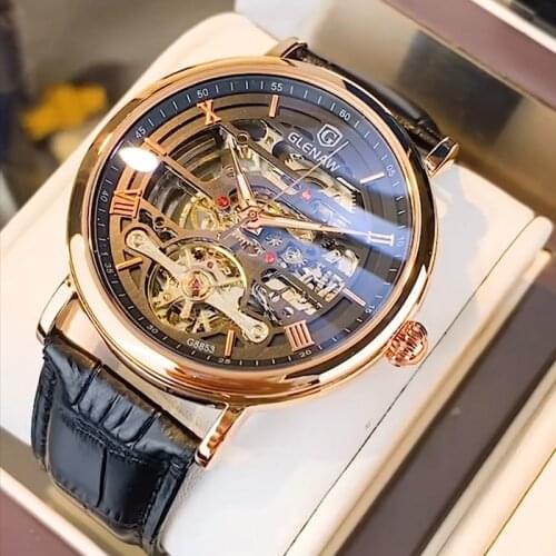 Mens Watches 2021 Mechanical Automatic Top Brand Luxury Tourbillon Self Winding Leather Sport Wristwatch