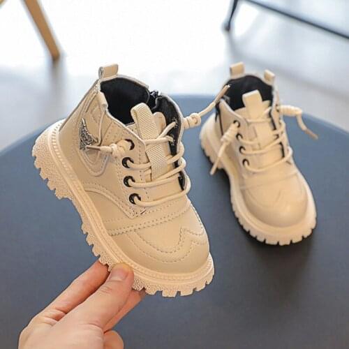 Childrens warm leather boots, plush boots for boys and girls, waterproof and non-slip, Boots for girls, size 21-30