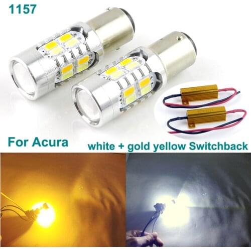 For Acura CL CSX EL Integra RDX RL SLX TL TSX 1157 BAY15D Dual Color Switchback LED DRL Parking front Turn Signal light Bulbs