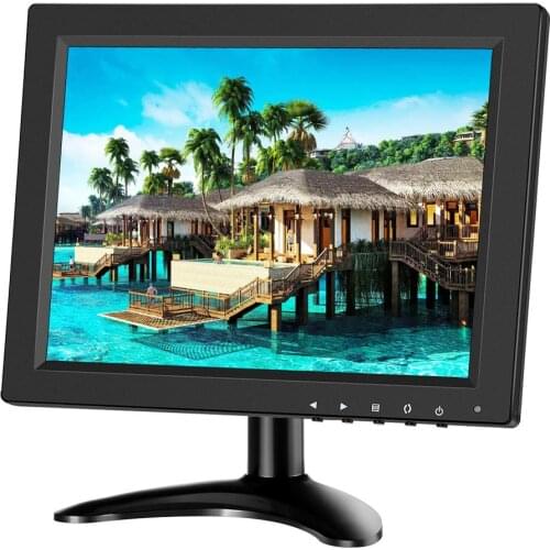 Eyoyo 10 inch 1024x76 CCTV Monitor Small Portable HDMI LCD Monitor IPS HD 4:3 with BNC HDMI VGA AV Input for PC Raspbepi