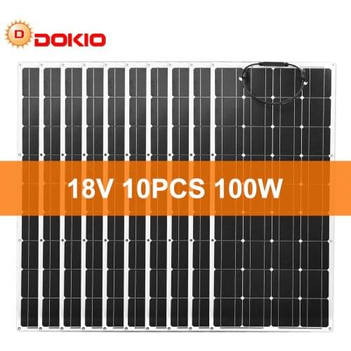 Dokio 12V 1000W Flexible Solar panel Mono Solar Panel For Car/Boat/ Home Charge 16V/18V Waterproof Solar Panel China