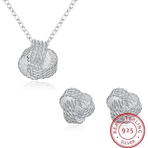 LEKANI Hot Sale Wholesale Fine Jewelry Set 925 sterling silver Rose Ball Slide Necklaces & Earrings Valentines Day Gifts Bridal