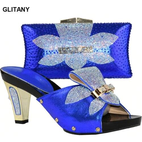 Royal Blue Shoes and Bag Sets for Women African Shoes and Bag Set for Party In Women High Quality Matching Shoes and Bag Sets