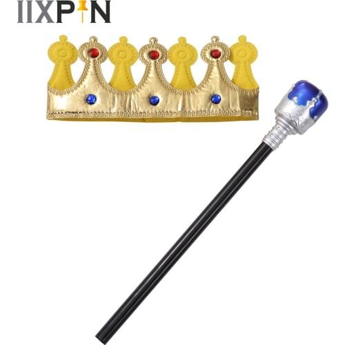 Creative Kids King Queen Prince Hat Scepter Cosplay Props Fairy Magic Wand Party Halloween Costume Christmas Stage Performances