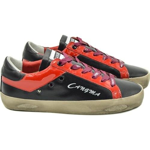 CANGMA Luxury Brand Designer Sneakers Original Men Black Leather Casual Shoes Adult Vulcanized Shoes Footwear