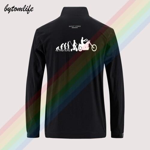 Boys Fashion Triumph motorcycle jacket mens Outdoor zippered comfortable Light Soft Fashion casual Back printing Asian size