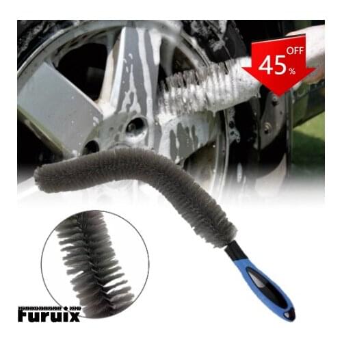 Multifunctional Car Engine Cleaning Brush Wheel Hub Tire Brush Engine Oil Dirt Head Brush Long Handle Curved Brush