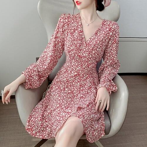 Fashion Black Chiffon Printing Elegant Mini Dress New Women Summer Sexy Long Sleeve Party Dresses Female