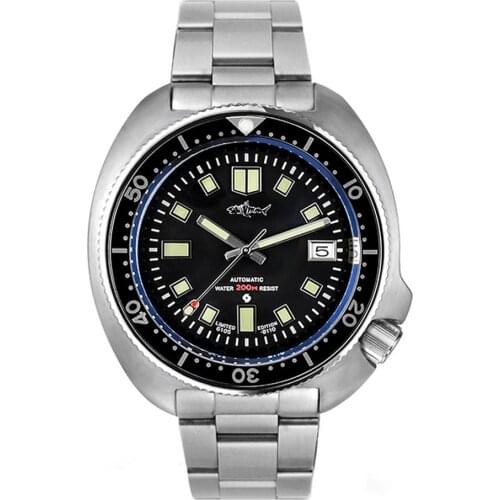 Heimdallr Mens Dive Watches Men Automatic Watch Mechanical Wristwatch Turtle 200M Waterproof C3 Luminous Sapphire Mirror Sport