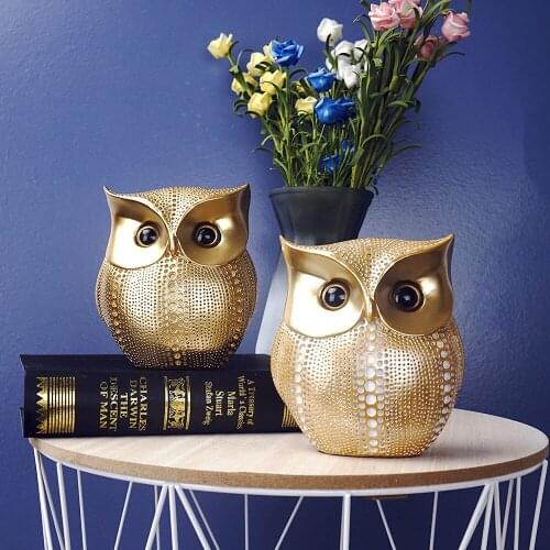Nordic Owl Ornaments Animal Shape Desktop Decoration Handmade Sculpture Resin Statue Home Table Figurines Interior Living Room