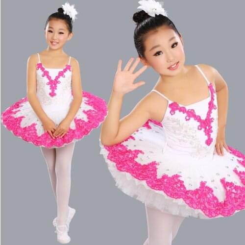 2019 new Professional Ballet Tutu Child Swan Lake Costume White Red Blue Ballet Dress for Children Pancake Tutu Girls Dancewear