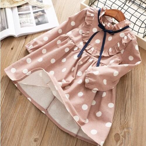 New arrive Girl dot dress For 2-7T children clothing,Spring Autumn kids Clothes,girls party bow knot princess dress