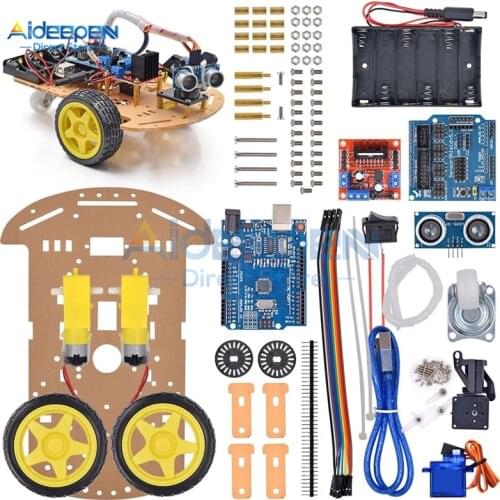 New Avoidance tracking Motor Smart Robot Car Chassis Kit Speed Encoder Battery Box 2WD Ultrasonic module For Arduino Kits