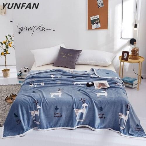 Deer blankets cartoon quilts twin full queen king adult blankets soft Throw Flannel blankets on Bed/car/sofa blue Europe rugs
