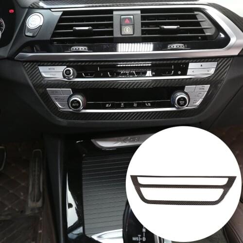Car Center Console Trim For BMW X3 X4 2018-2021 Real Carbon Fiber Central Control Air Conditioner Button Frame Car Decoration