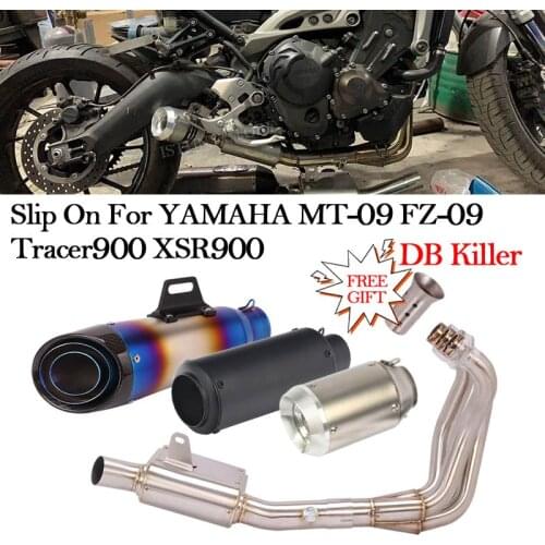 Full System For YAMAHA MT-09 FZ-09 XSR900 Tracer900 Motorcycle GP Exhaust Modify Carbon Escape Muffler DB Killer Front Link Pipe