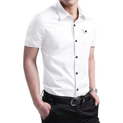 Shirts for men New Thin Breathable Military Men Shirts Short sleeve Slim Mens Shirts Summer 2020 Business Men Brand Clothing