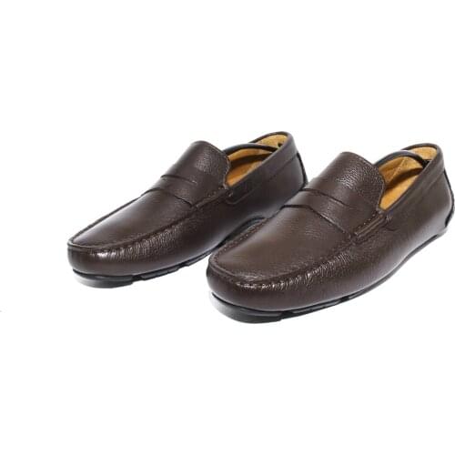 SHENBINS Handmade Penny Loafers with Genuine Brown Floater Leather, Exclusive Mens Casual Fashion Footwear