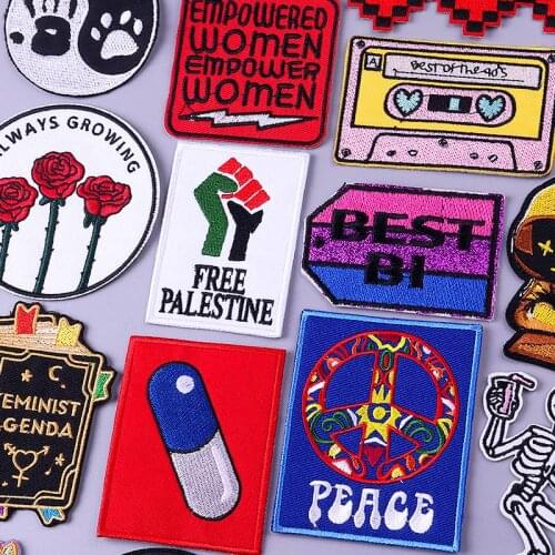 Iron-on Patch Punk Rock Biker Patches For Clothing Thermoadhesive Stickers Embroidered Patches On Clothes Sewing Applique Badge
