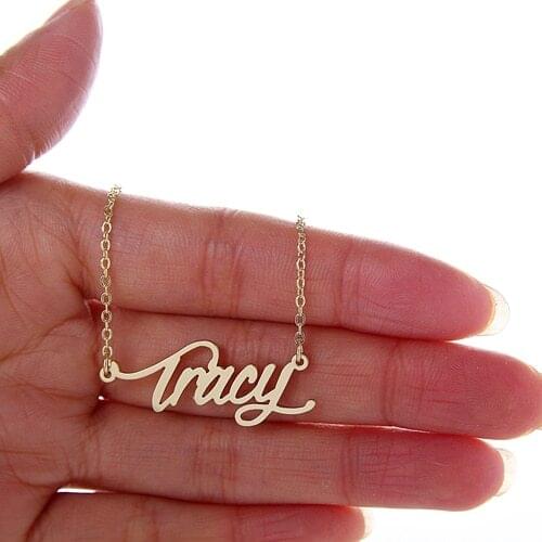 Tracy Name Necklace for Women Script Pendant Gold Color Stainless Steel Popular Nameplate Letters Jewelry NL2419