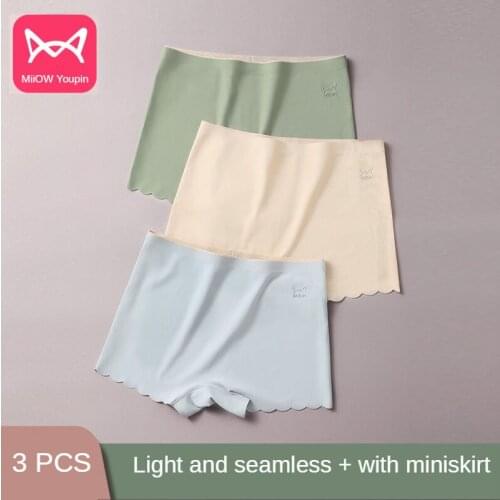 MiiOW Boxer Briefs Womens Ice Silk Seamless Summer Thin Anti-empty Girl Four Corners Non-curling Safety Leggings