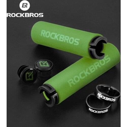 ROCKBROS Cycling Handlebar Bicycle Grips MTB Silicone Sponge Handlebar Grips Anti-skid Shock-absorbing Soft Bike Grips Ultraight