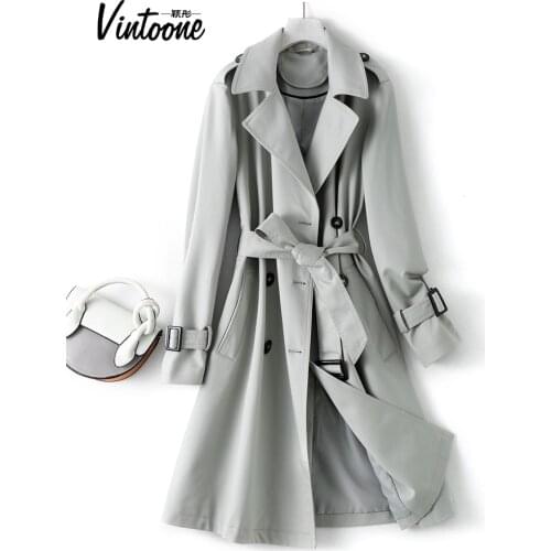 Windbreaker Women 2021 New Mid Long Small Slim Fashion Waist Down Show Thin Khaki Spring and Autumn Coat Spring