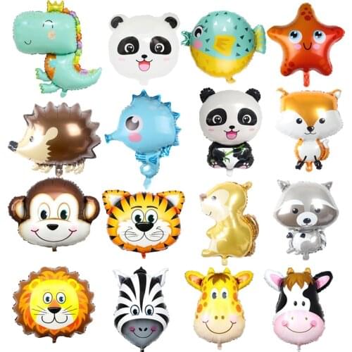 Cartoon Animal Aluminum Foil Balloon Birthday Panda Lion Tiger Shark Monkey Crab Party Decoration Park Childrens Toy Gift