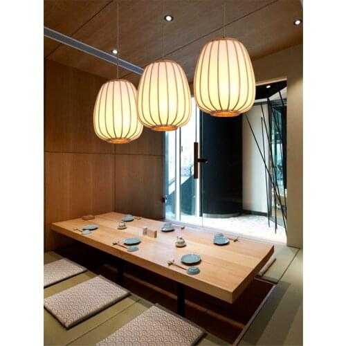 Japanese lantern beige restaurant pendant lights corridor aisle lamps Zen room bedroom pastoral kitchen art deco pendant lamps