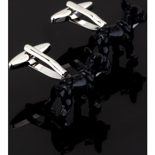 Fashion Mens shirts Cufflinks high-quality copper material Funny dog black dog Cufflinks 1 pair For Christmas gift