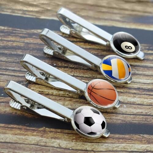 Soccer Tie Clips Football Basketball Volleyball Snooker Necktie Bar Clips Pins Sport Men Fashion Tie Accessories