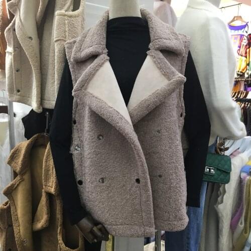 2020 winter new fashion all - match lapel fur one sleeveless waistcoat jacket "women