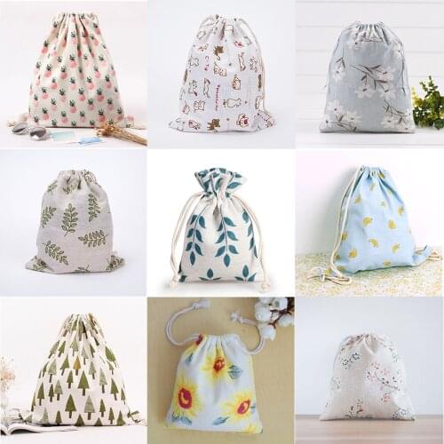 1PC Natural Cotton Linen Jute Bags Drawstring Gift Candy Bags Jewelry Packaging Bag Wedding Favor Pouches & Gift Bags