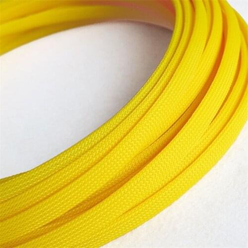 1 Meters High quality Yellow 16mm Braid PET Expandable Sleeving High Density Sheathing Plaited Cable Sleeves DIY