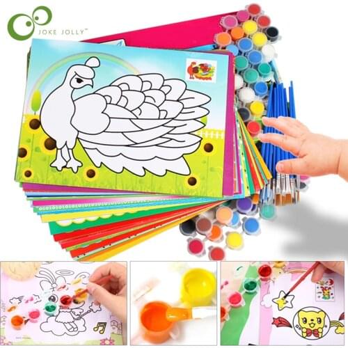 4Pcs/lot Art Watercolor Gouache Coloring DIY Handmade Painting Kindergarten Puzzle Graffiti Child Educational Drawing Set GYH